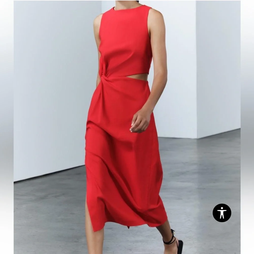 Zara Red Asymmetrical Dress - Picture 3 of 9